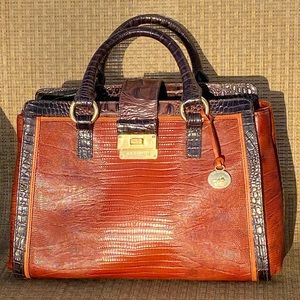 Brahmin Annabelle satchel in Cognac Tr-Texture crocodile embossed NWT